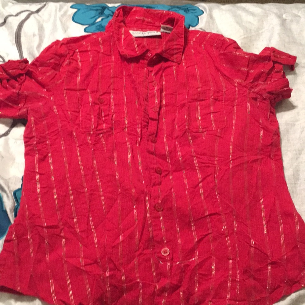 Petite Sagharbor button short sleeve shirt